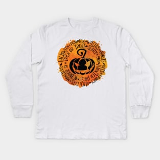 Halloween pumpkin round splash Kids Long Sleeve T-Shirt